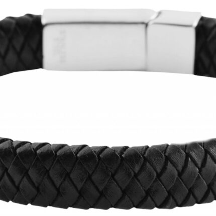 Akzent geflochtenes Echtlederarmband mit Magnetschließe
