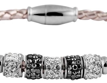 Akzent Armband aus Lederimitat mit Edelstahlelementen und Similibesatz