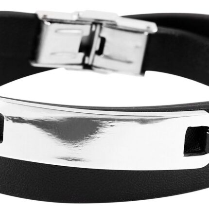Akzent Wickelarmband aus Echtleder mit Edelstahlgravurplatte, 43 cm