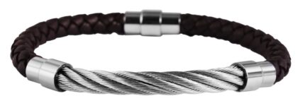 Akzent Echtlederarmband mit Edelstahlelement