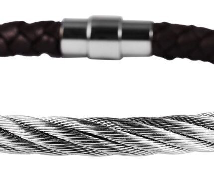 Akzent Echtlederarmband mit Edelstahlelement