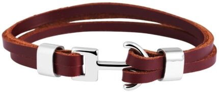 Akzent Echtlederarmband mit Edelstahlelement Anker