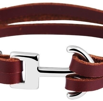 Akzent Echtlederarmband mit Edelstahlelement Anker