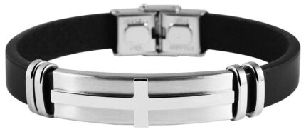 Akzent Echtlederarmband mit Edelstahlelement Kreuz