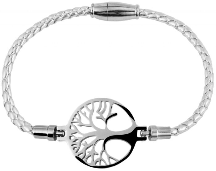 Akzent Echtlederarmband, geflochten mit Edelstahlelement Lebensbaum - Image 2