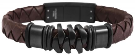 Akzent Echtlederarmband mit Edelstahlelement