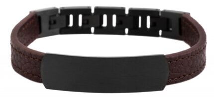 Akzent Echtlederarmband mit Edelstahlgravurplatte
