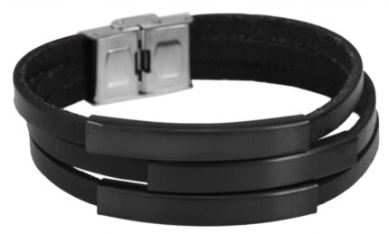 Akzent Echtlederarmband, dreireihig mit Gravurplatten
