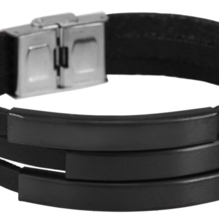 Akzent Echtlederarmband, dreireihig mit Gravurplatten