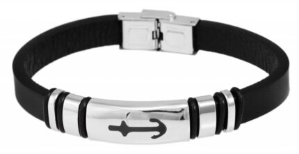 Akzent Echtlederarmband mit Edelstahlelement, Ankermotiv