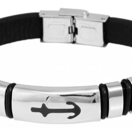 Akzent Echtlederarmband mit Edelstahlelement, Ankermotiv