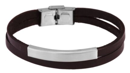 Akzent Echtlederarmband mit Edelstahlgravurplatte