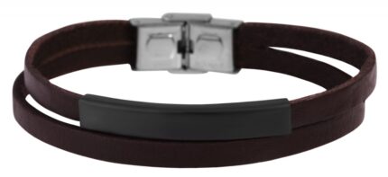Akzent Echtlederarmband mit Edelstahlgravurplatte