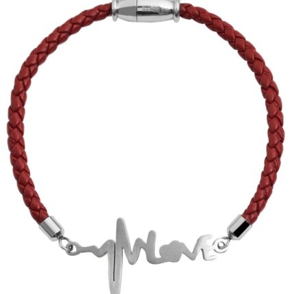 Akzent Echtlederarmband mit Edelstahlelement Herzschlagsymbol