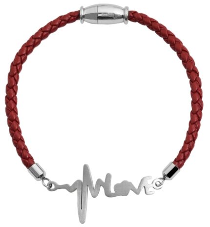 Akzent Echtlederarmband mit Edelstahlelement Herzschlagsymbol