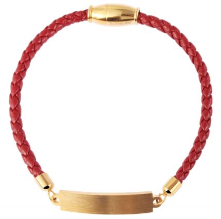 Akzent Armband aus Lederimitat mit Edelstahlgravurplatte