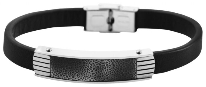 Akzent Echtlederarmband mit Edelstahlelement, animalprint - Image 1
