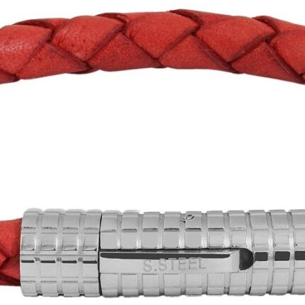 Akzent Echtlederarmband, geflochten mit Edelstahlclipverschluss