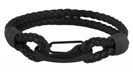 Echtleder Armband geflochten mit Edelstahlelement