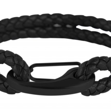 Echtleder Armband geflochten mit Edelstahlelement