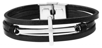 Akzent Echtlederarmband, Edelstahlelement "Kreuz"