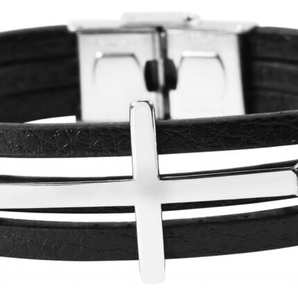 Akzent Echtlederarmband, Edelstahlelement "Kreuz"