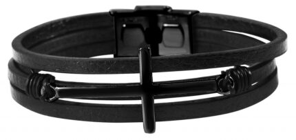 Akzent Echtleder Armband, Edelstahlelement "Kreuz"