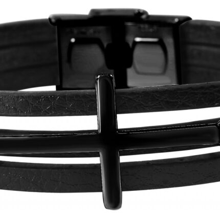 Akzent Echtleder Armband, Edelstahlelement "Kreuz"