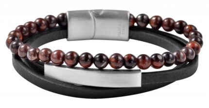 Akzent Armband aus Lederimitation mit Tigerauge