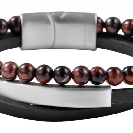 Akzent Armband aus Lederimitation mit Tigerauge