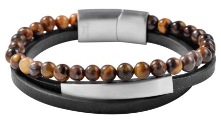 Akzent Armband aus Lederimitation mit Tigerauge
