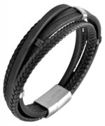 Akzent Armband aus Lederimitation mit Edelstahlelementen, schwarz - Image 3