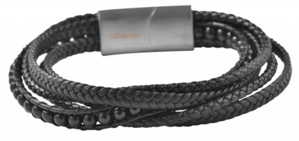 Akzent Armband aus Lederimitat mit glänzendem Onyx