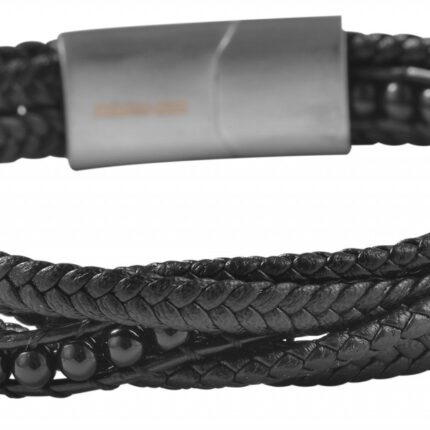 Akzent Armband aus Lederimitat mit glänzendem Onyx