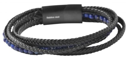 Akzent Armband aus Lederimitat mit Lapislazuli