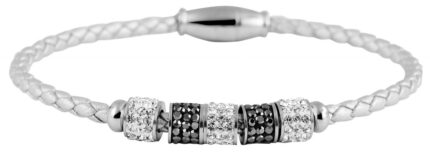 Akzent Echtlederarmband mit Edelstahlelementen und Similibesatz