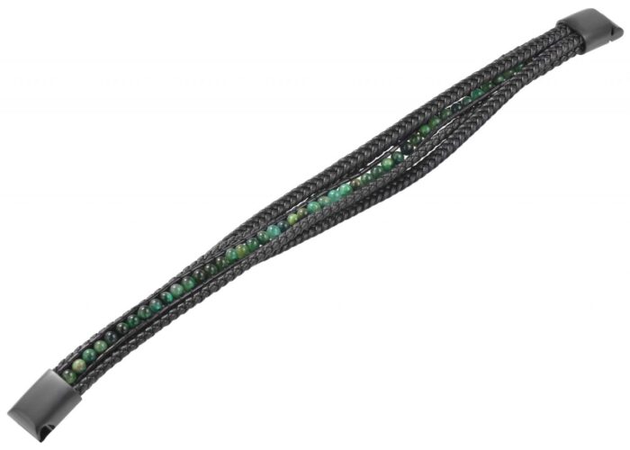 Akzent Armband aus Echtleder Pascal mit grünem Tigerauge - Image 2