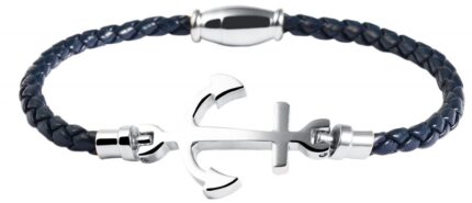 Akzent Echtlederarmband, geflochten, mit Edelstahlelement Anker