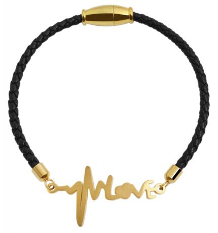 Akzent Echtlederarmband mit Edelstahlelement Herzschlagsymbol