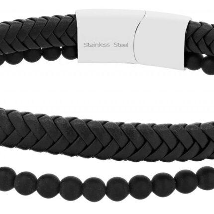 Akzent Echtleder Armband "Ansgar" mit schwarzen ONYX Perlen