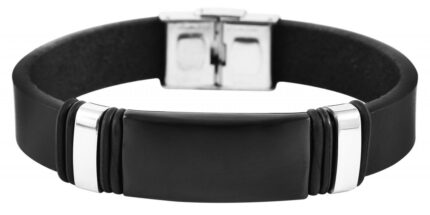 Akzent Echtlederarmband mit Edelstahlgravurplatte