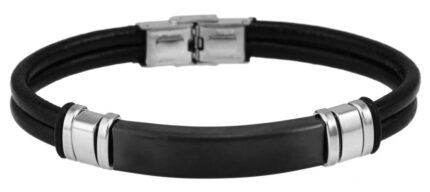 Akzent Echtlederarmband mit Edelstahlgravurplatte