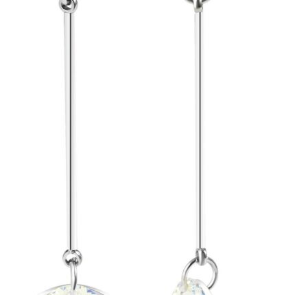 Akzent Edelstahl Ohranhänger mit Swarovski, Münze, Stein, Länge: 6 cm / Breit...