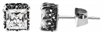 Akzent Edelstahlohrstecker mit Stein, Länge: 0,8 cm / Breite: 0,8 cm / Stärke...