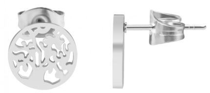 Akzent Edelstahl Ohrstecker Lebensbaum, Durchmesser: 1,0 cm / Stärke: 0,1 cm