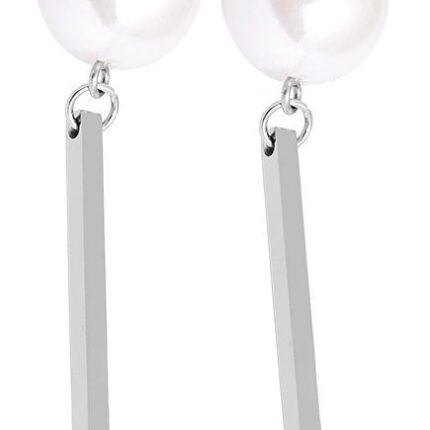 Akzent Edelstahl Ohrstecker, Lang, Perle