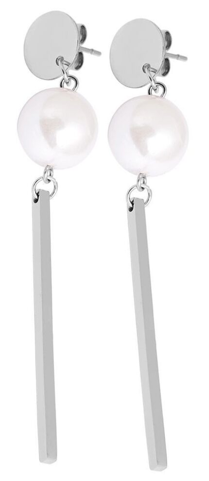 Akzent Edelstahl Ohrstecker, Lang, Perle