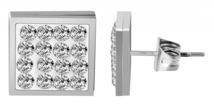 Edelstahl Ohrstecker viereckig mit Zirkonia