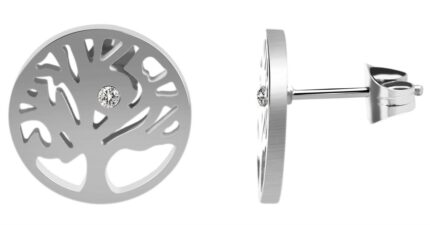 Akzent Edelstahl Ohrstecker, Lebensbaum mit Similibesatz