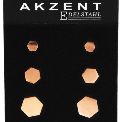 Akzent Edelstahl Ohrstecker Sechseck im Set